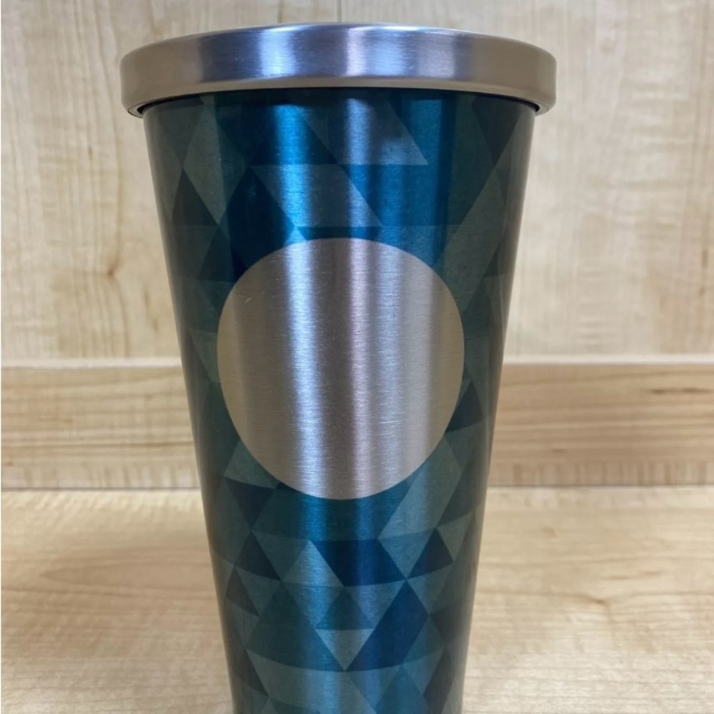 STARBUCKS - Blue Triangle Design - Stainless Steel Tumbler - 16 Fl. Oz. - NEW!
